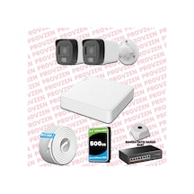 Provzen Hikvision 2 Kameralı Ip Full Hd Renkli Güvenlik Kamerası Mikrofonlu