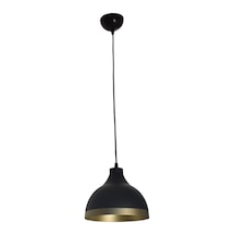 Ada Modern Mutfak Cafe Metal Siyah İçi Gold Renkli Gold Şeritlitekli Sarkıt Avize Çap 20cm Diğer