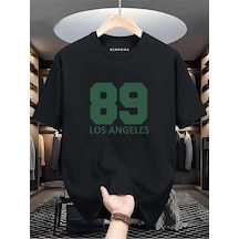 89 Los Angeles Baskılı Oversize Tişört SIYAH