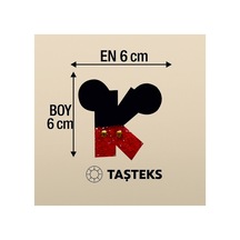Taşlı Ütülenebilen Veya Sticker Olarak Kullanılabilen ' Mickey K ' Harfi