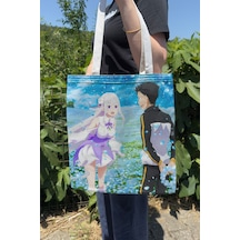 Zipzap Re Zero V3 Yazlık Kışlık Çift Taraflı Kanvas Baskı Bez Çanta Anime Çantası