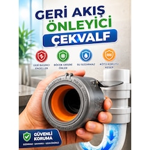 Cinamax Ø50 Lavabo Gideri Çekvalfli Adaptör Koku Önleyici, Böcek Önleyici, Geri Akış Engelleyici, Sızdırmaz Lavabo Gider Aparatı Gri