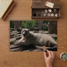 Dinlenen Kutup Ayısı Tasarımı 240 Parça Ahşap Puzzle Ahşap Kutuda Mpy40160