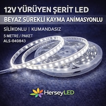 Yürüyen Şerit Led Beyaz Işık Silikonlu 5 Metre