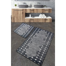 Geesle Banyo Halısı Djt 2 Li Set Banyo Halısı Paspas Yıkanabilir Kaymaz Çok Renkli