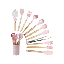 Skycity Yüksek Sıcaklığa Dayanıklı Yiyecek Grubu Silikon Çamaşır Seti - 12 Parça Tencere Kasa, Kaşık, Konak Ve Sokumlu Kaşık İçeren Pasta Pembe Tam Züccaciye Seti 700g Kova İçerir Diğer