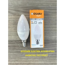 Osaka 6W E14 Mum Avize Ampulu 3Lü Paket Gün Işığı
