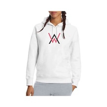 Walker Logo Baskılı Beyaz Kadın Kapşonlu Sweatshirt