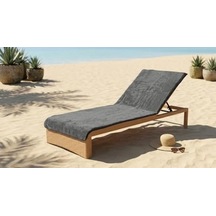 Kobehome%100 Pamuk Şezlong Havlusu Gri - Lacivert 80x200 Cm Açık