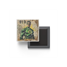 Green Lantern - Baskılı Buzdolap Magneti Kare - 9x9 Cm