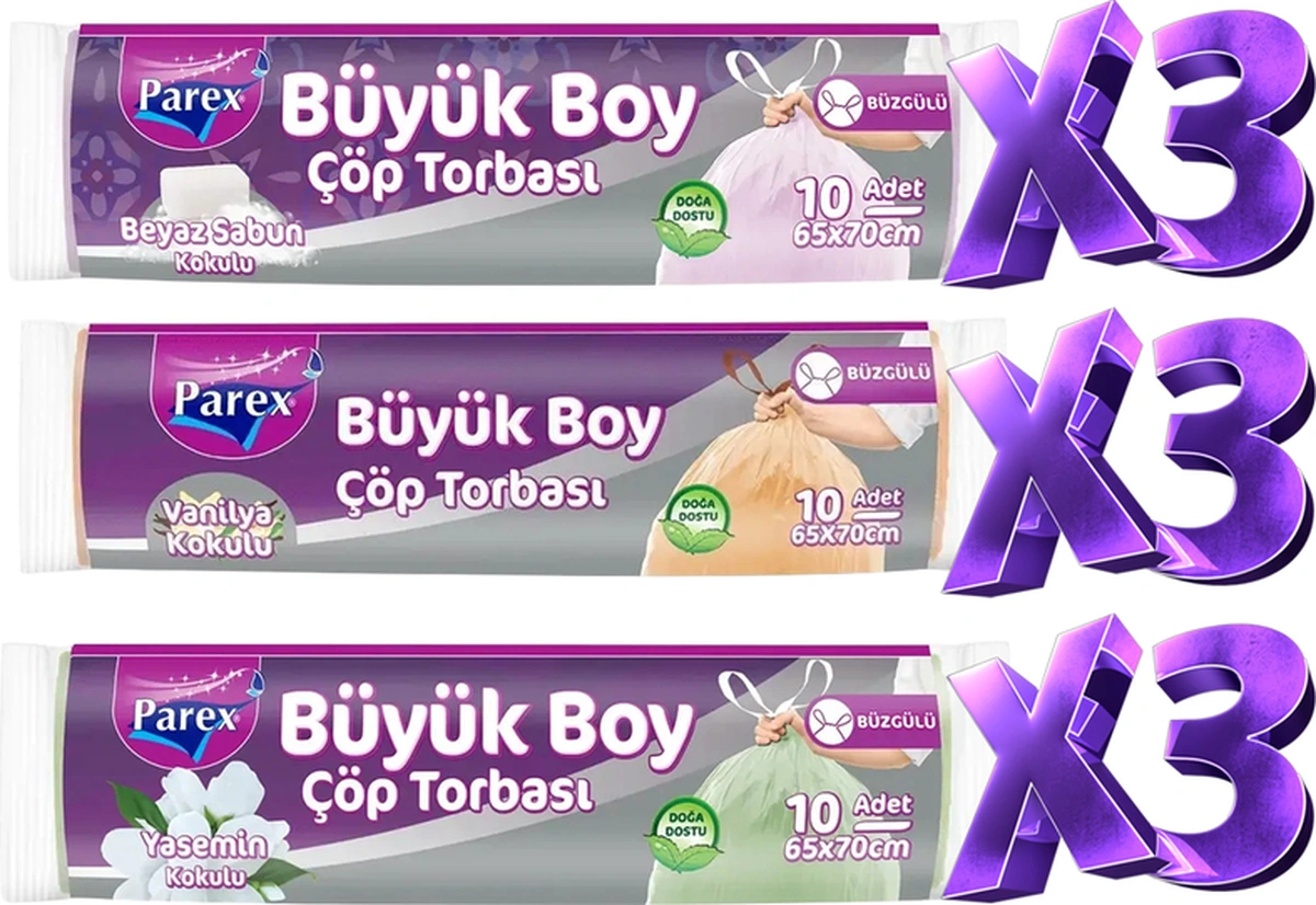 Büyük Boy Büzgülü Kokulu 9 Adet Çöp Torbası Paketi