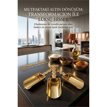 Zenvac 3'lü Lüks Gold Zamak Ölçü Ve Baharat Kaşığı Seti - Özel Tasarım 721956 Zenvac29 Renkli