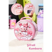 Porsima 040 Metal Şifreli Kilitli Yuvarlak Kumbara Pembe 15x15cm