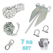 Tekne Ve Şişme Bot İçin Hazır Çapa Seti Danfort Çapalı 7 Kg Set