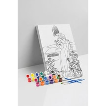 Bahçıvan Kadın Desenli Mandala Tuval Boyama Seti 40x50 Cm