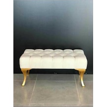Dekoratif Puf Özel Seri Krem Puf Gold Ayak Karışık