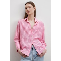 Çizgi Desenli Gömlek Pembe Pembe