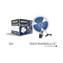 Niken Araç Vantilatörü Mavi Mandallı 12v 8 İnç Nıken 0270010103