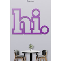 Hi Yazı Metal Duvar Tablosu - Metal Duvar Sanatı - Mor - 21 X 30 Cm