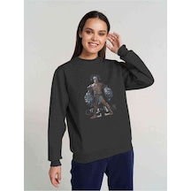 God Of War Baskılı Füme Antrasit Kadın Sweatshirt (534630201)