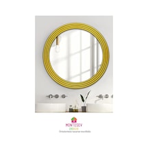 Zümrüt Gold Dekoratif Ayna Yuvarlak Işlemeli Duvar Aynası 56 Cm Altın