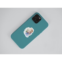 Vintage Blue Lady Sticker Set - 3 Adet - Parlak Kağıt