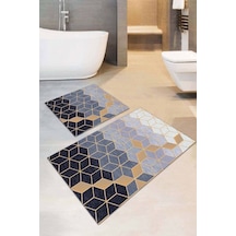 Siyah Petek Banyo Halısı Klozet Takımı Paspas Seti Bs038n11