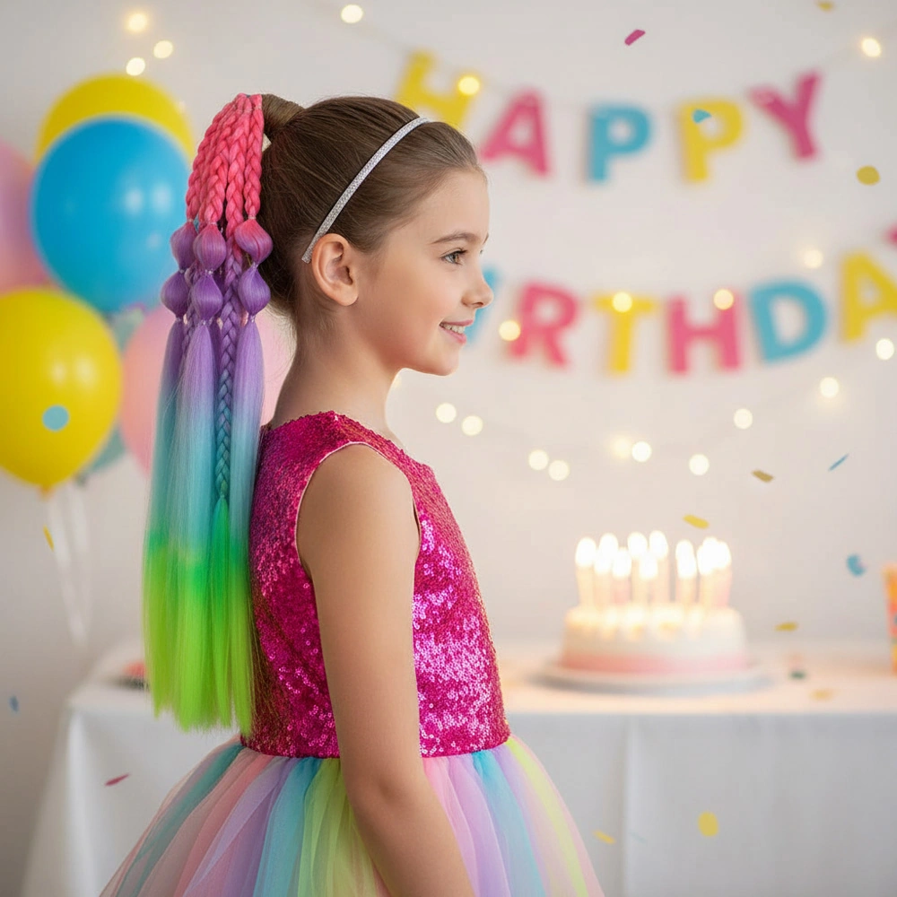 Balon Ve Düz Salaş Örgülü Lastikli At Kuyruğu / Acm15 - Elwm-571545 Çok Renkli