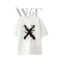 Thewert Gothic X Bats Tasarım Baskılı Ünisex Beyaz Oversize T-shirt