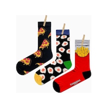 Carnaval Socks Unisex 3'lü Food's Desenli Renkli Çorap Çok Renkli