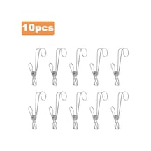 10 Pcs Silver-10 Paket Paslanmaz Çelik Metal Uzun Kuyruk Klip Kanca İle Elbise Pimleri Asılı Evrensel Klipler Mutfak Banyo Ofis Aletleri İçin