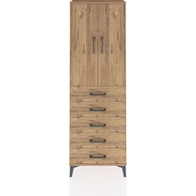 Arges Dolap Tek Raflı 5 Çekmeceli Tek Askılı 60x30x182 Çam-çam Çam