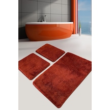 Pasific Orange 3 Lü Set Banyo Halısı Paspas Yıkanabilir