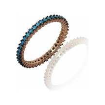 Omar Silver Kadın Turkuaz Taşlı Tek Sıralı Tamtur