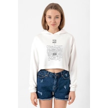 Prison Break Labyrinth Ekru Kadın Crop Kapşonlu 001