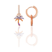 Gümüş Rose Zirkon Taşlı Palmiye Küpe N11.48526