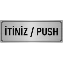Metal Yönlendirme Levhası, Departman Kapı İsimliği İtiniz/Push 10x20 cm Gümüş Renk