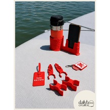 Sup Board Telefon Termos Tutucu Paddle Board Kano Aksesuar Seti Kürek Sabitleme + Organizer + Telefon & İçecek Tutucu + Charm Anahtarlık + Kişiye Özel İsimlik Kırmızı