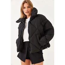 Meecy Kadın Siyah Oversize Şişme Mont Siyah Siyah