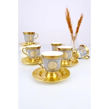 Acar Porselen Magnus 6 Kişilik Kahve Fincan Takımı Gold Yaldızlı Desen-1 - Koh-05014