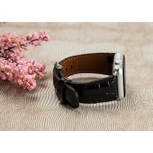 Bouletta Apple Uyumlu  Watch Deri Kordon 42-44-45 MM Croco Siyah