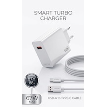 67w Turbo Hızlı Şarj Cihazı Adaptör Ve Usb-a To Type-c Kablo Seti - Made In Eu