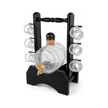 Ahşap Standlı Cam Fıçı Ve 6 Shot Bardaklı İçki Servis Seti Alk5602 Çok Renkli