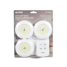 Sl-6146s 3w Zaman Ayarlı Uzaktan Kumandalı Yapışkanlı 3lu Kablosuz Pilli Led La