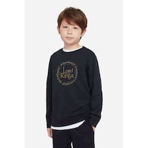 Tshirthane Lord Of The Rings Circle Gold Baskılı Unisex Çocuk Siyah Sweatsh