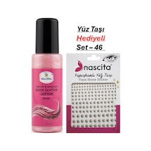 Vücut Losyonu Pembe Simli 125 Ml & Yüz Taşı Hediyeli-46