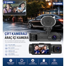 Nıvego Çift Kameralı Araç İçi Kamera Full Hd 1080p, Wifi, Gece Görüş, 180 Geniş Açı, G-sensör, 64gb Destekli Dash Cam