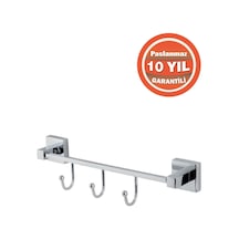 Çelik Banyo Paslanmaz Pirinç Tamay 3'lü Bornozluk Havlu Askısı Krom