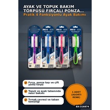 Ayak Ve Topuk Bakım Törpüsü Fırçalı Ponza Taşlı 4 Fonksiyonlu Asorti 1 Adet Bx-316874