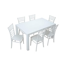 Luna Wood 90x150 Silver Tifany Sandalye Masa Takımı Beyaz
